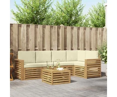 Lauko sofos komplektas 6 pcs Balta ir kreminė 59 x 59 x 37 cm