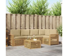 Lauko sofos komplektas 6 pcs Balta ir kreminė 59 x 59 x 37 cm