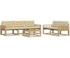 Lauko sofos komplektas 6 pcs Balta ir kreminė 79 x 79 x 37 cm