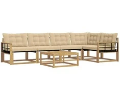 Lauko sofos komplektas 6 pcs Balta ir kreminė 79 x 79 x 37 cm