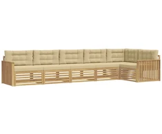 Lauko sofos komplektas 6 pcs Balta ir kreminė