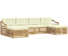 Lauko sofos komplektas 6 pcs Balta ir kreminė