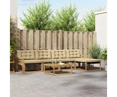 Lauko sofos komplektas 6 pcs Balta ir kreminė 79 x 79 x 37 cm