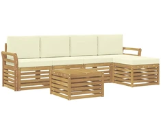 Lauko sofos komplektas 6 pcs Balta ir kreminė 59 x 59 x 37 cm