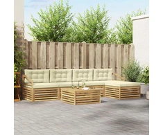 Lauko sofos komplektas 6 pcs Balta ir kreminė 79 x 79 x 37 cm