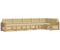 Lauko sofos komplektas 6 pcs Balta ir kreminė