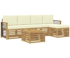 Lauko sofos komplektas 6 pcs Balta ir kreminė 59 x 59 x 37 cm