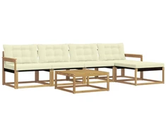 Lauko sofos komplektas 6 pcs Balta ir kreminė