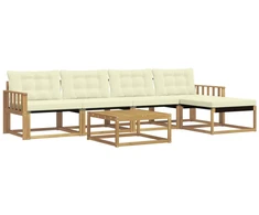 Lauko sofos komplektas 6 pcs Balta ir kreminė