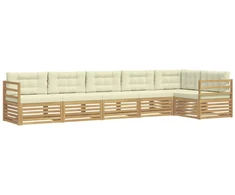 Lauko sofos komplektas 6 pcs Balta ir kreminė