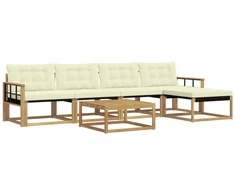 Lauko sofos komplektas 6 pcs Balta ir kreminė