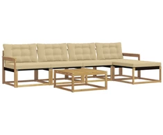 Lauko sofos komplektas 6 pcs Balta ir kreminė