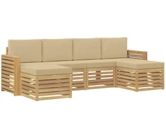 Lauko sofos komplektas 6 pcs Balta ir kreminė