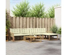 Lauko sofos komplektas 6 pcs Balta ir kreminė 79 x 79 x 37 cm