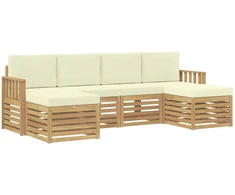 Lauko sofos komplektas 6 pcs Balta ir kreminė