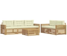 Lauko sofos komplektas 6 pcs Balta ir kreminė