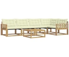Lauko sofos komplektas 6 pcs Balta ir kreminė
