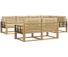 Lauko sofos komplektas 6 pcs Balta ir kreminė Poliesteris
