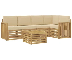 Lauko sofos komplektas 6 pcs Balta ir kreminė 59 x 59 x 37 cm