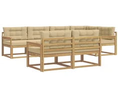 Lauko sofos komplektas 6 pcs Balta ir kreminė Poliesteris