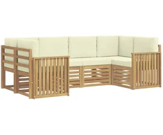 Lauko sofos komplektas 6 pcs Balta ir kreminė