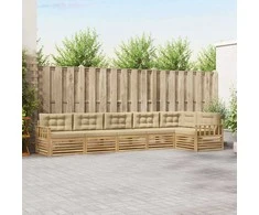 Lauko sofos komplektas 6 pcs Balta ir kreminė Poliesteris