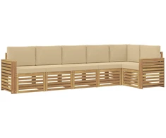 Lauko sofos komplektas 6 pcs Balta ir kreminė