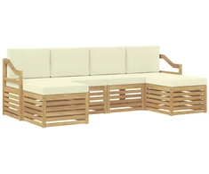 Lauko sofos komplektas 6 pcs Balta ir kreminė