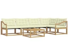 Lauko sofos komplektas 6 pcs Balta ir kreminė 79 x 79 x 37 cm