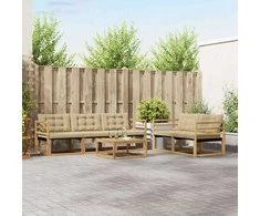 Lauko sofos komplektas 6 pcs Balta ir kreminė 79 x 79 x 37 cm