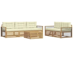 Lauko sofos komplektas 6 pcs Balta ir kreminė