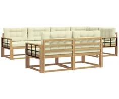 Lauko sofos komplektas 6 pcs Balta ir kreminė Poliesteris