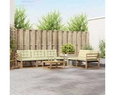 Lauko sofos komplektas 6 pcs Balta ir kreminė 79 x 79 x 37 cm