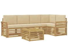 Lauko sofos komplektas 6 pcs Balta ir kreminė 59 x 59 x 37 cm