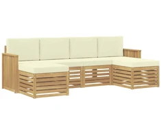 Lauko sofos komplektas 6 pcs Balta ir kreminė