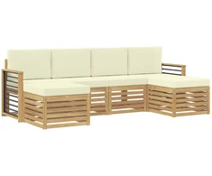 Lauko sofos komplektas 6 pcs Balta ir kreminė