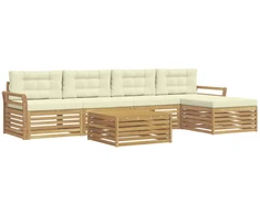 Lauko sofos komplektas 6 pcs Balta ir kreminė 79 x 79 x 37 cm