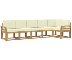 Lauko sofos komplektas 6 pcs Balta ir kreminė Poliesteris