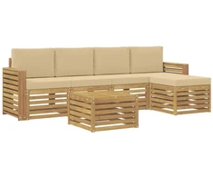 Lauko sofos komplektas 6 pcs Balta ir kreminė 59 x 59 x 37 cm