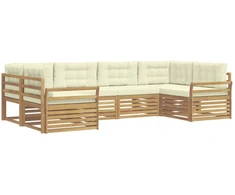 Lauko sofos komplektas 6 pcs Balta ir kreminė