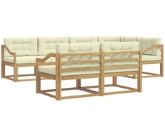 Lauko sofos komplektas 6 pcs Balta ir kreminė Poliesteris