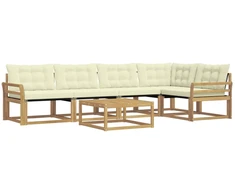 Lauko sofos komplektas 6 pcs Balta ir kreminė 79 x 79 x 37 cm