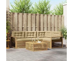 Lauko sofos komplektas 6 pcs Balta ir kreminė Poliesteris