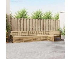 Lauko sofos komplektas 6 pcs Balta ir kreminė Poliesteris