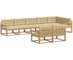 Lauko sofos komplektas 6 pcs Balta ir kreminė Poliesteris