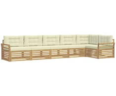 Lauko sofos komplektas 6 pcs Balta ir kreminė