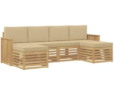 Lauko sofos komplektas 6 pcs Balta ir kreminė
