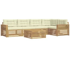 Lauko sofos komplektas 6 pcs Balta ir kreminė 79 x 79 x 37 cm