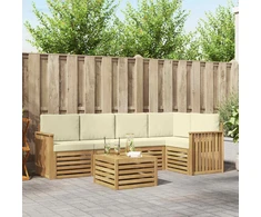 Lauko sofos komplektas 6 pcs Balta ir kreminė 59 x 59 x 37 cm