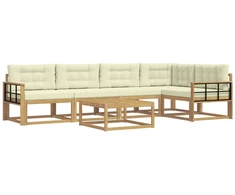 Lauko sofos komplektas 6 pcs Balta ir kreminė 79 x 79 x 37 cm